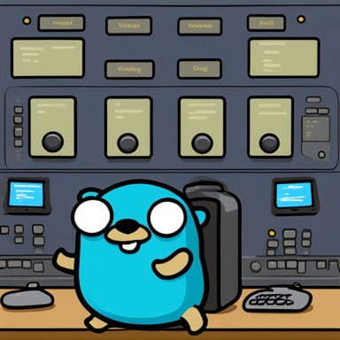 Go Blue Gopher sitting at a control panel with screens showing email and SMS icons flying to their destinations.