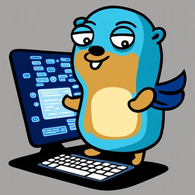 Go Blue Gopher is sitting at a control panel with screens showing email and SMS and tweet icons flying all over it.