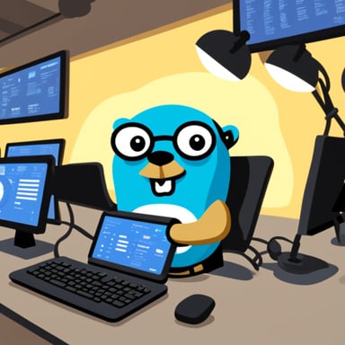 Go Blue Gopher is sitting at a control panel with screens showing email and SMS and tweet icons flying all over it.
