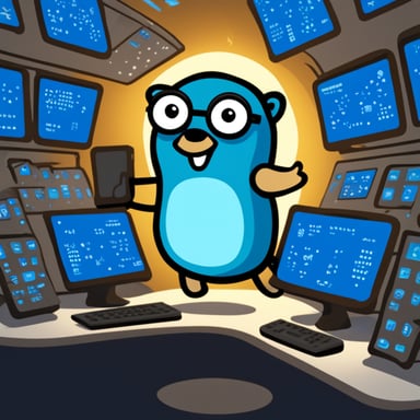 Go Blue Gopher is sitting at a control panel with screens showing email and SMS and tweet icons flying all over it.