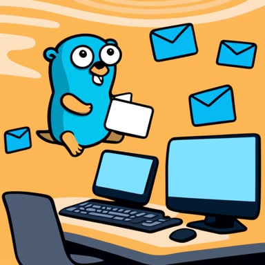 Go Blue Gopher is sitting at a control panel with screens showing email and SMS and tweet icons flying all over it.