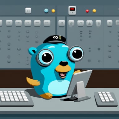 Go Blue Gopher is sitting at a control panel with screens showing email and SMS and tweet icons flying all over it.