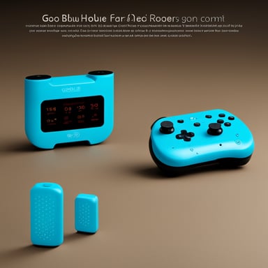 Go Blue Gopher features tech-inspired details such as a subtle ear device and a digital wristband, maintaining its iconic charm. The console design for Go Blue Gopher is curved and modern, with touch interfaces and physical controls. Messages for Go Blue Gopher transform from code symbols into communication icons as they launch. The background for Go Blue Gopher includes a subtle hexagon/circuit pattern in darker blue tones. If used digitally, Go Blue Gopher's messages could have subtle animation paths.