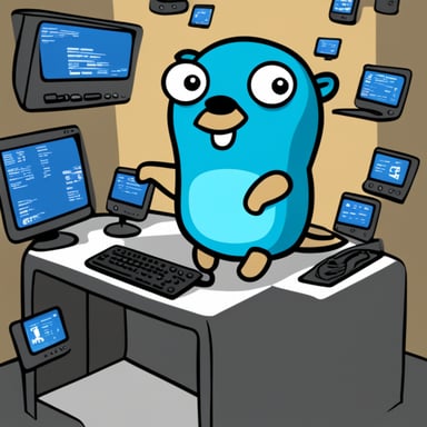 Go Blue Gopher is sitting at a control panel with screens showing email and SMS and tweet icons flying all over it.