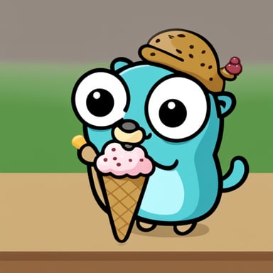 A go blue gopher holding a small ice cream cone, enjoying a sweet treat.