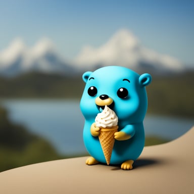 A go blue gopher holding a small ice cream cone, enjoying a sweet treat.