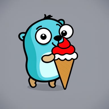 A go blue gopher holding a small ice cream cone, enjoying a sweet treat.
