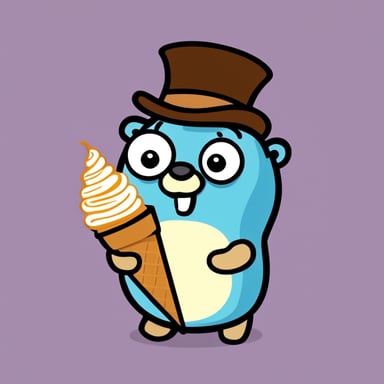 A go blue gopher holding a small ice cream cone, enjoying a sweet treat.