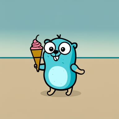 A go blue gopher holding a small ice cream cone, enjoying a sweet treat.