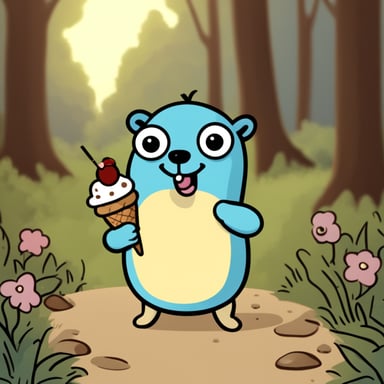 A go blue gopher holding a small ice cream cone, enjoying a sweet treat.