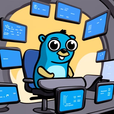Go Blue Gopher is sitting at a control panel with screens showing email and SMS and tweet icons flying all over it.