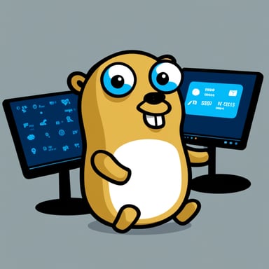 Go Blue Gopher is sitting at a control panel with screens showing email and SMS and tweet icons flying all over it.