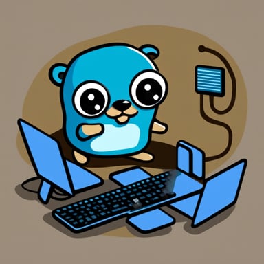 Go Blue Gopher is sitting at a control panel, managing communications with screens displaying email, SMS, and tweet icons swirling around.