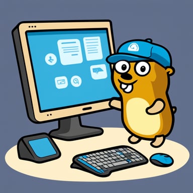 Go Blue Gopher is sitting at a control panel with screens showing email and SMS and tweet icons flying all over it.
