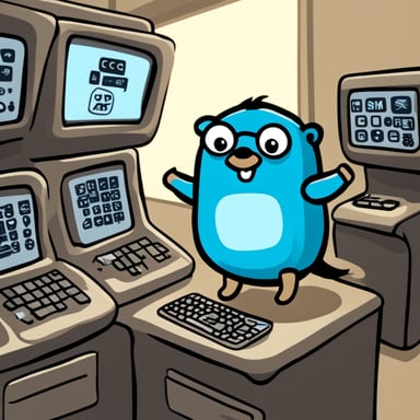Go Blue Gopher is sitting at a control panel with screens showing email and SMS and tweet icons flying all over it.
