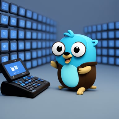 Go Blue Gopher is sitting at a control panel with screens showing email and SMS and tweet icons flying all over it.