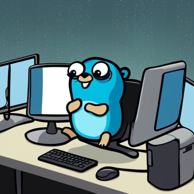 Go Blue Gopher is sitting at a control panel with screens showing email and SMS and tweet icons flying all over it.