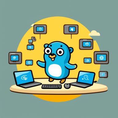 Go Blue Gopher is sitting at a control panel with screens showing email and SMS and tweet icons flying all over it.