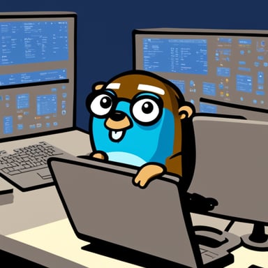 Go Blue Gopher is sitting at a control panel with screens showing email and SMS and tweet icons flying all over it.
