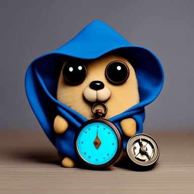 A go blue gopher enveloped in mystery, cloaked and holding a compass, embarking on a secret quest.