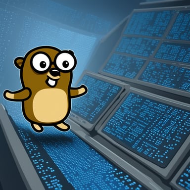 Go Blue Gopher is sitting at a control panel with screens showing email and SMS and tweet icons flying all over it.