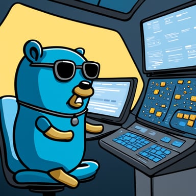 Go Blue Gopher is sitting at a control panel with screens showing email and SMS and tweet icons flying all over it.