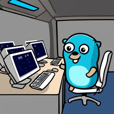 Go Blue Gopher is sitting at a control panel with screens showing email and SMS and tweet icons flying all over it.
