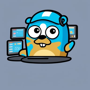 Go Blue Gopher is sitting at a control panel with screens showing email and SMS and tweet icons flying all over it.