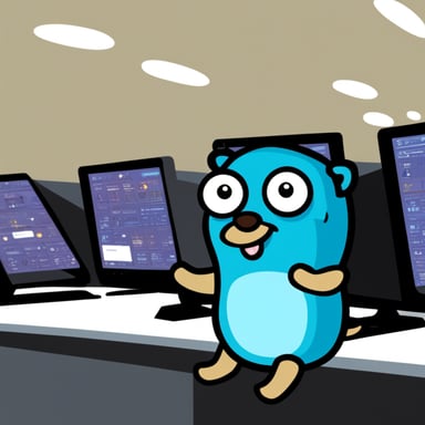 Go Blue Gopher is sitting at a control panel with screens showing email and SMS and tweet icons flying all over it.
