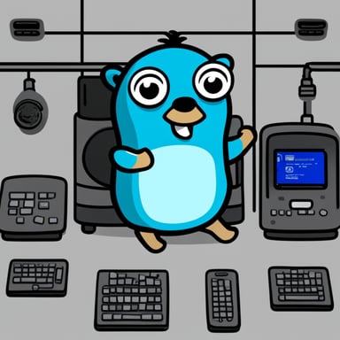 Go Blue Gopher is sitting at a control panel with screens showing email and SMS and tweet icons flying all over it.