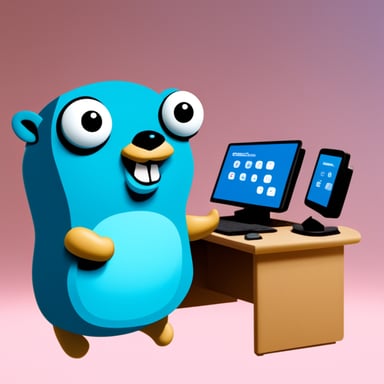 Go Blue Gopher is sitting at a control panel with screens showing email and SMS and tweet icons flying all over it.