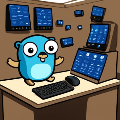 Go Blue Gopher is sitting at a control panel with screens showing email and SMS and tweet and @ icons flying all over it.