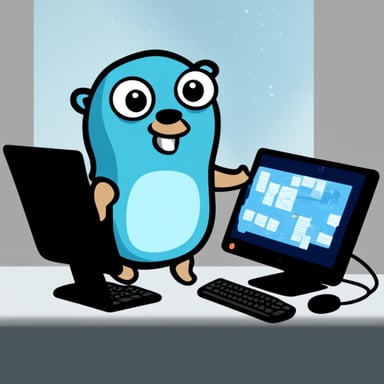 Go Blue Gopher is sitting at a control panel with screens showing email and SMS and tweet icons flying all over it.