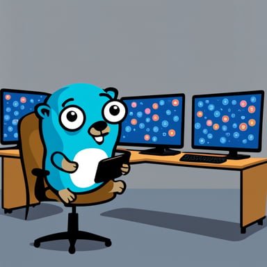 Go Blue Gopher is sitting at a control panel with screens showing email and SMS and tweet icons flying all over it.