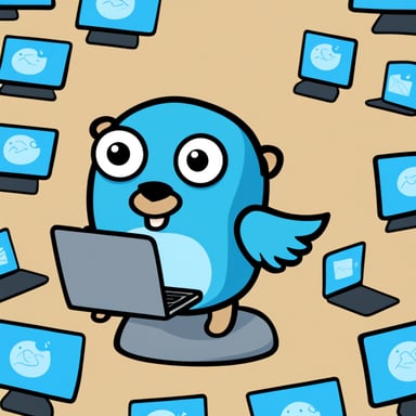 Go Blue Gopher is sitting at a control panel with screens showing email and SMS and tweet icons flying all over it.