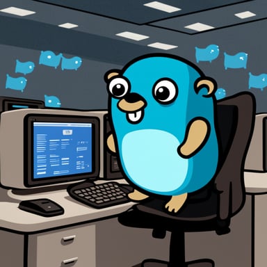 Go Blue Gopher is sitting at a control panel with screens showing email and SMS and tweet icons flying all over it.