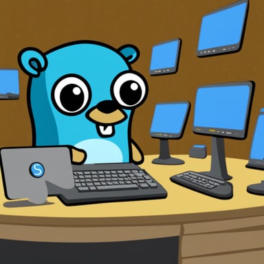 Go Blue Gopher is sitting at a control panel with screens showing email and SMS and tweet icons flying all over it.