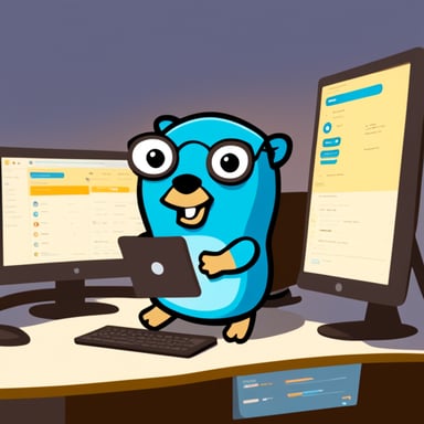 Go Blue Gopher is sitting at a control panel with screens showing email and SMS and tweet icons flying all over it.