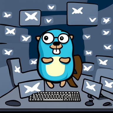 Go Blue Gopher is sitting at a control panel with screens showing email and SMS and tweet icons flying all over it.