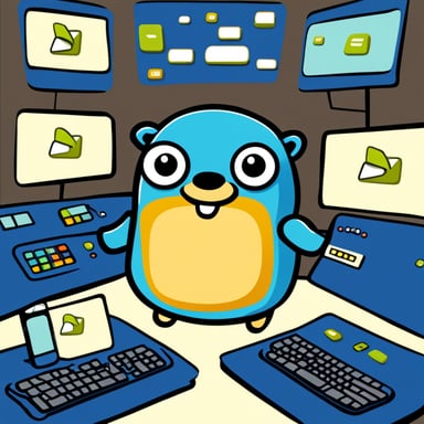 Go Blue Gopher is sitting at a control panel with screens showing email and SMS and tweet icons flying all over it.