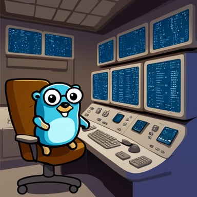 Go Blue Gopher is sitting at a control panel with screens showing email and SMS and tweet icons flying all over it.