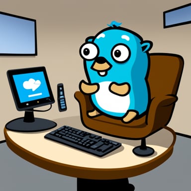Go Blue Gopher is sitting at a control panel with screens showing email and SMS and tweet icons flying all over it.
