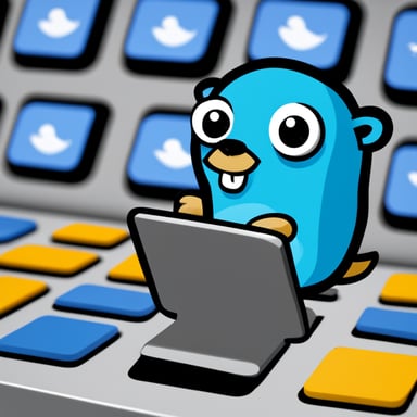 Go Blue Gopher is sitting at a control panel with screens showing email and SMS and tweet icons flying all over it.