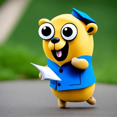 A happy go blue gopher delivering mail.