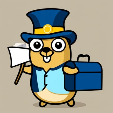 A happy go blue gopher delivering mail.