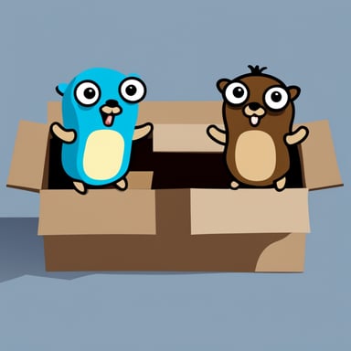 Go Blue Gopher and two friends with a big box.