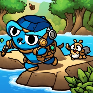 In a Monster Hunter style adventure, Go Blue Gopher becomes the unlikely hero. Armed with tailor-made armor and unique weapons, Go Blue Gopher sets out to track and hunt down formidable monsters. Each quest brings new challenges and requires strategic planning, but with agility and intelligence, Go Blue Gopher proves to be a master hunter.
