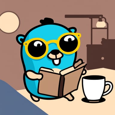 Go Blue Gopher with glasses and coffee