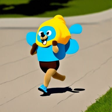 Go Blue Gopher jogging with running shoes.
