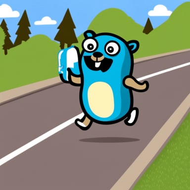 Go Blue Gopher jogging with running shoes.